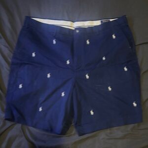 Polo Ralph Lauren pony Navy Blue Shorts with White Embroidery